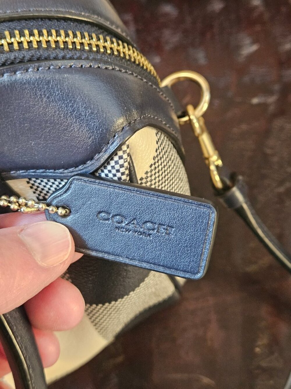 Women's Coach Mini-Bennett Satchel, Midnight Blue Plaid - Picture 15 of 16
